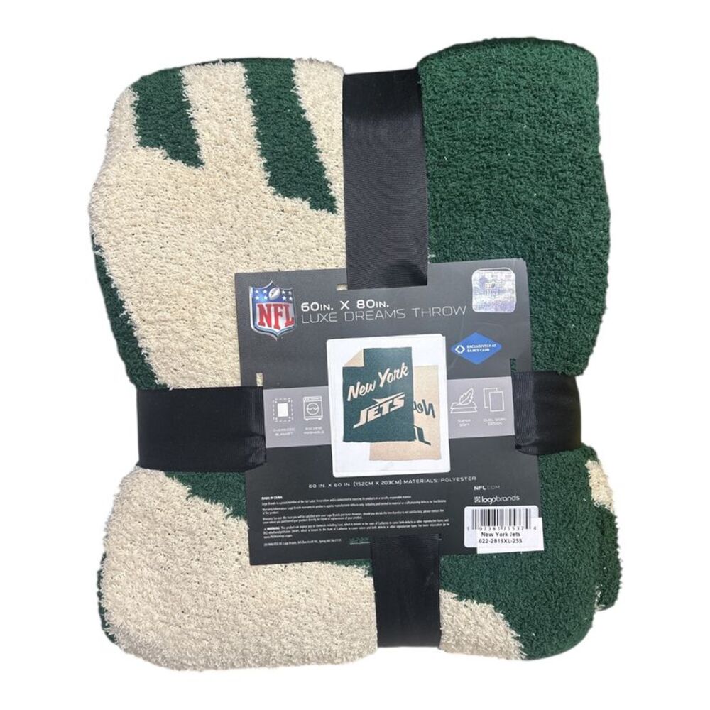 Logo Brands NFL Luxe Dream Extra Soft Throw Blanket, 60"x80" - New York Jets